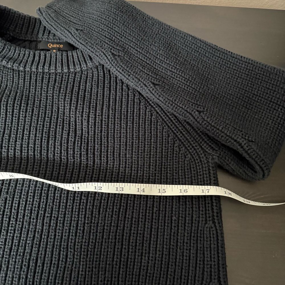 Quince Sweater Womens Sz S Black Fisherman Chunky Knit Crewneck Organic Cotton - Picture 10 of 11